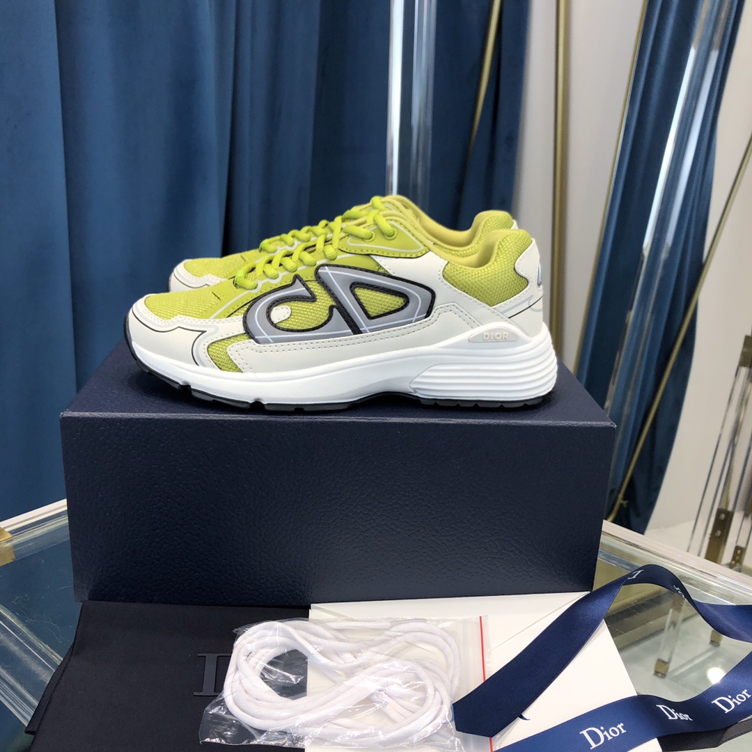Dior B30 Sneaker Yellow Mesh And White Technical Fabric - PerfectKickZ