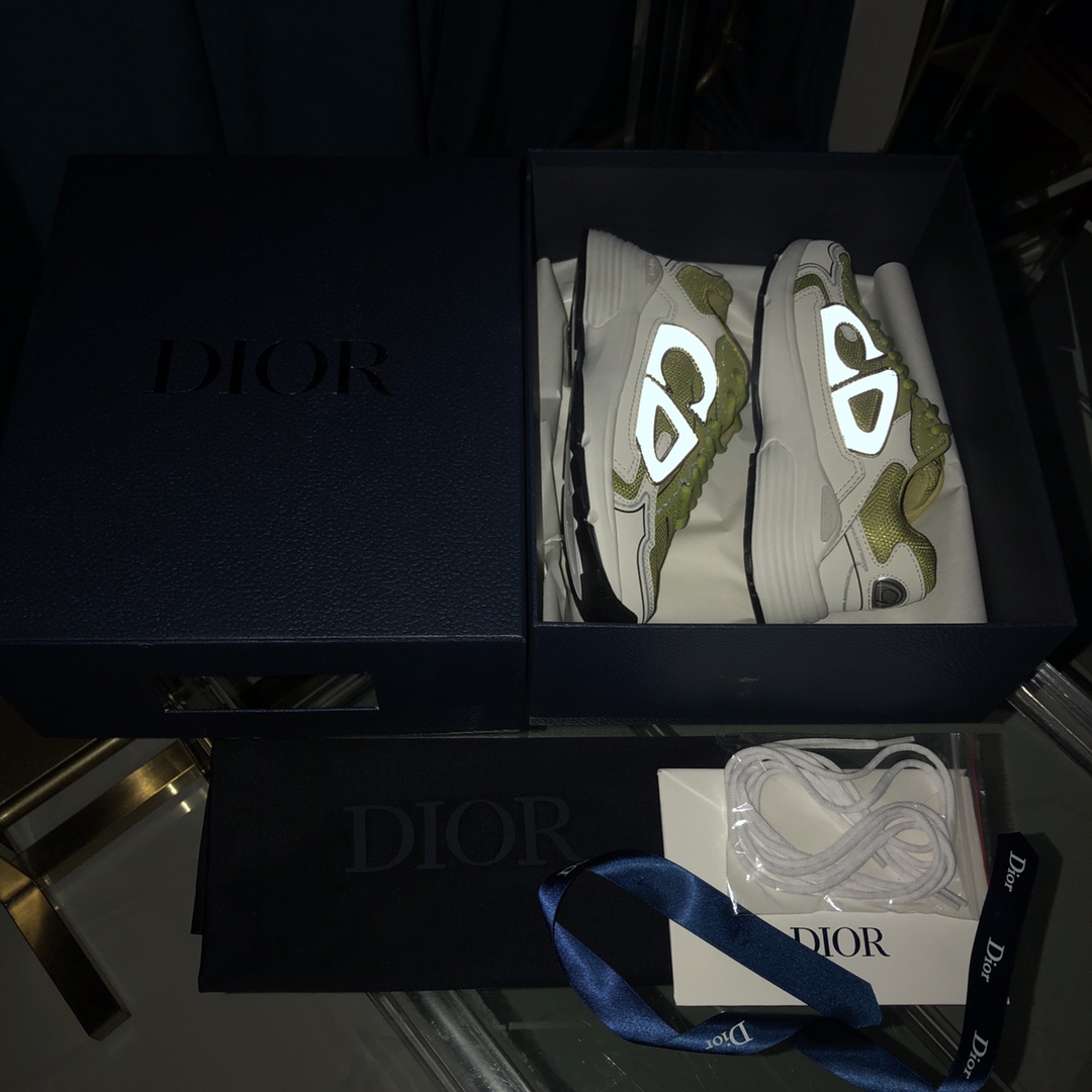 Dior B30 Sneaker Yellow Mesh And White Technical Fabric - PerfectKickZ