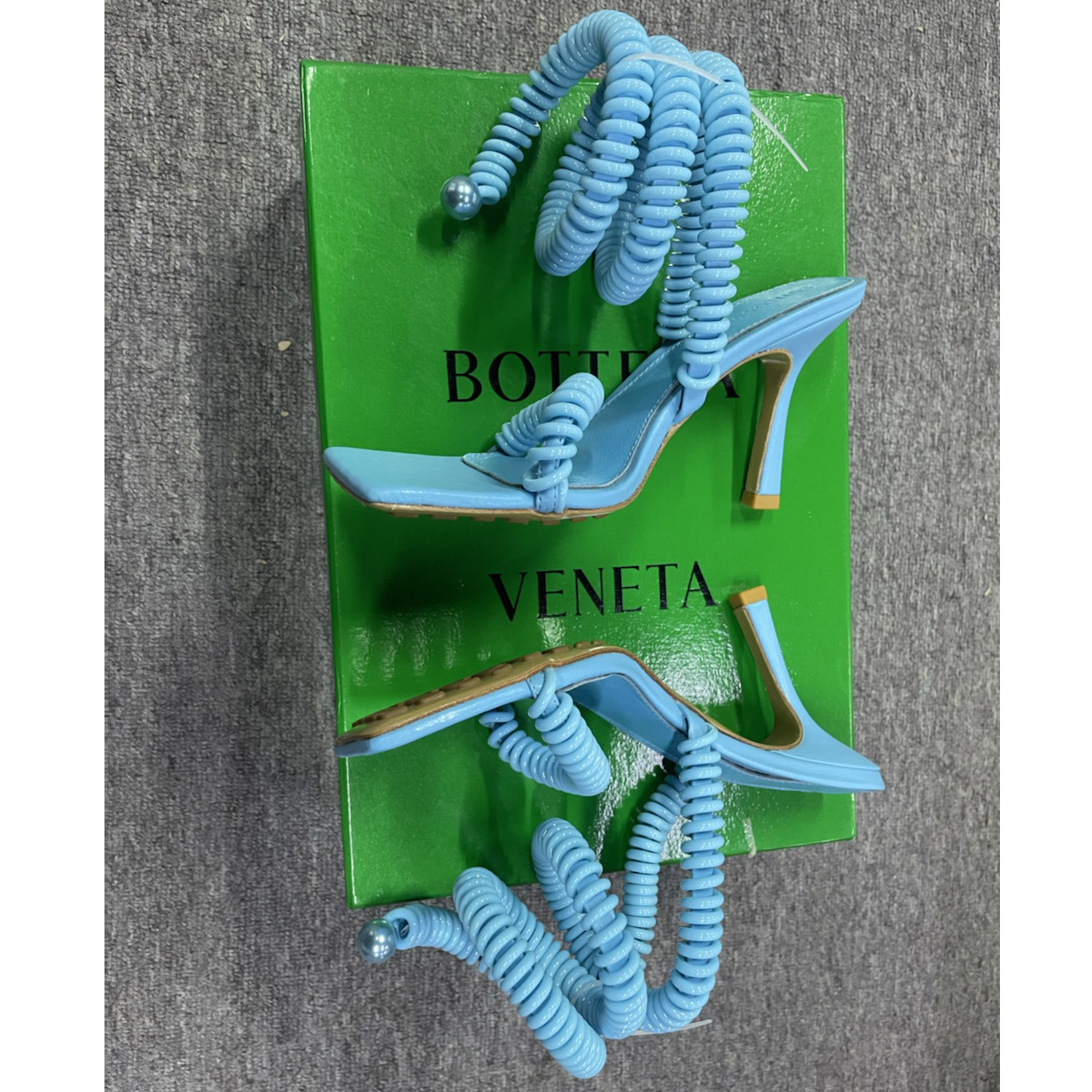 Bottega Veneta  Sandals Wire Stretch Grass Womens Blue - PerfectKickZ