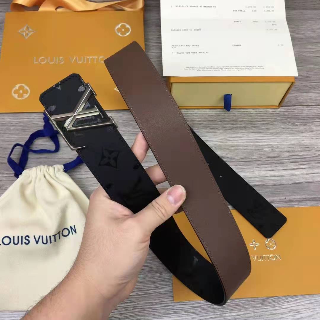 Louis Vuitton Initiales Monogram Eclipse Reversible Belt - PerfectKickZ