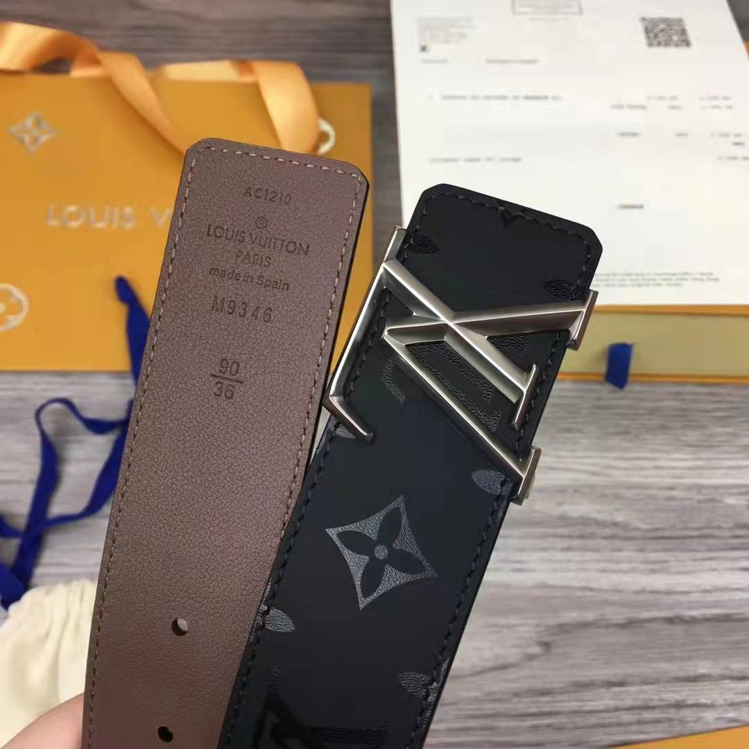 Louis Vuitton Initiales Monogram Eclipse Reversible Belt - PerfectKickZ