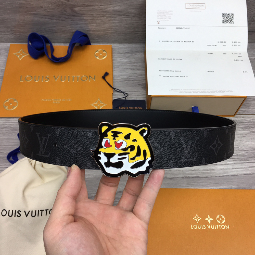 Louis Vuitton Tiger 40MM Belt Black - PerfectKickZ