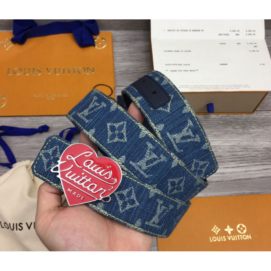 Louis Vuitton Denim 40MM Reversible Belt In Blue - PerfectKickZ