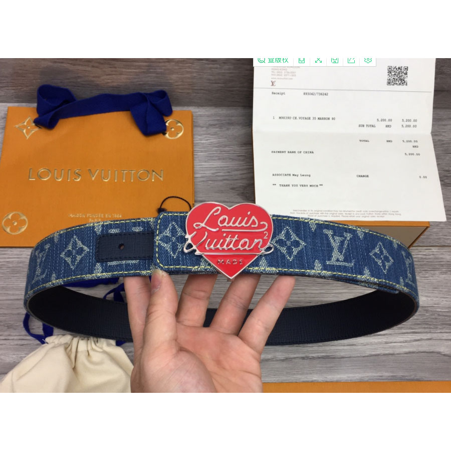 Louis Vuitton Denim 40MM Reversible Belt In Blue - PerfectKickZ