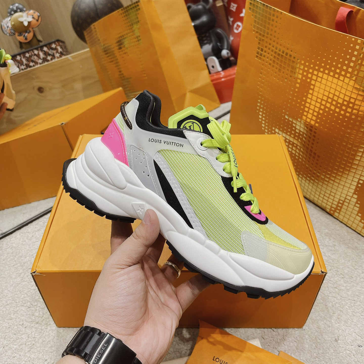 Louis Vuitton Run 55 Sneaker In Green - PerfectKickZ