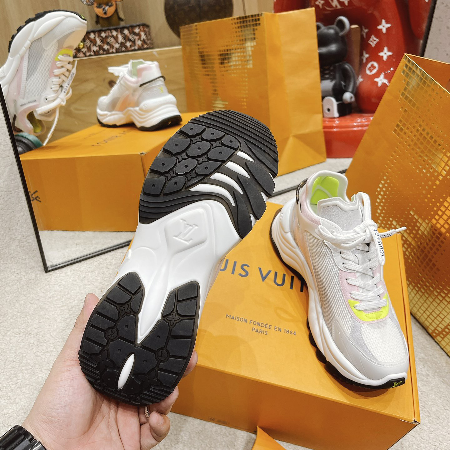 Louis Vuitton Run 55 Sneaker In Grey - PerfectKickZ