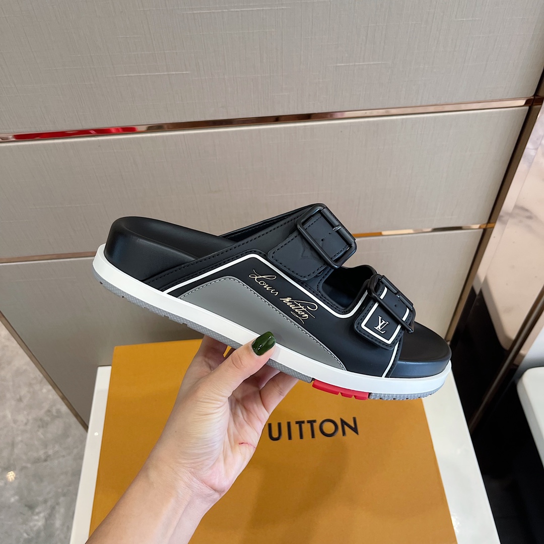 Louis Vuitton Trainer Mule In Black & Grey - PerfectKickZ