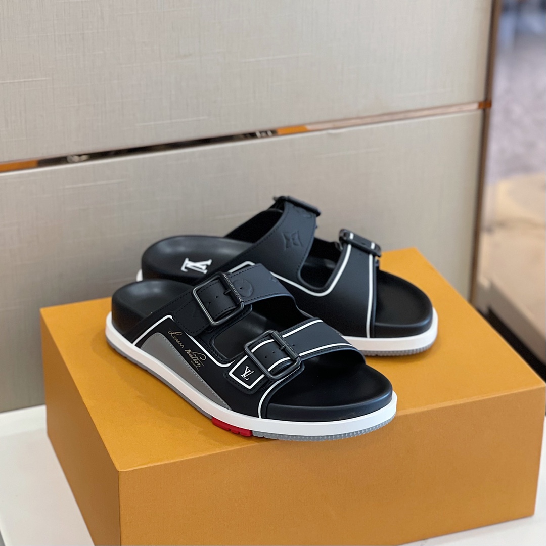 Louis Vuitton Trainer Mule In Black & Grey - PerfectKickZ