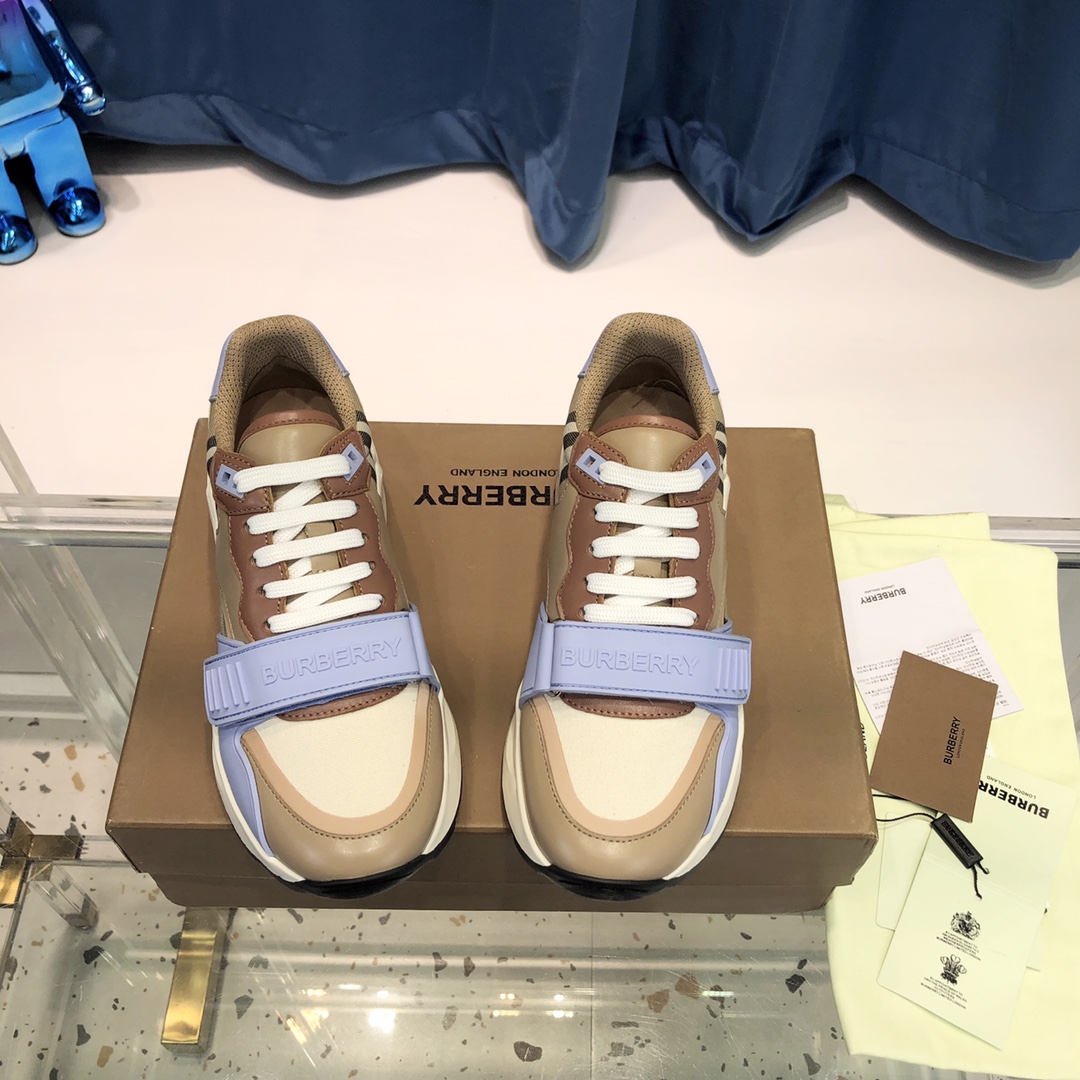 Burberry Check Cotton Canvas And Leather Sneakers - PerfectKickZ
