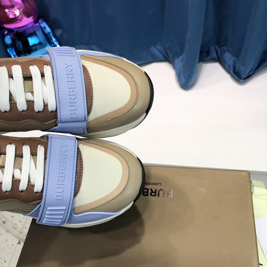 Burberry Check Cotton Canvas And Leather Sneakers - PerfectKickZ