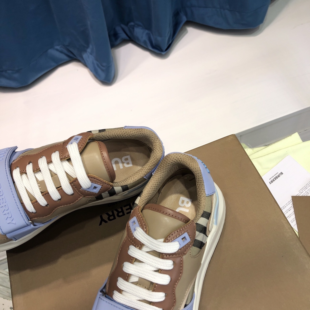Burberry Check Cotton Canvas And Leather Sneakers - PerfectKickZ