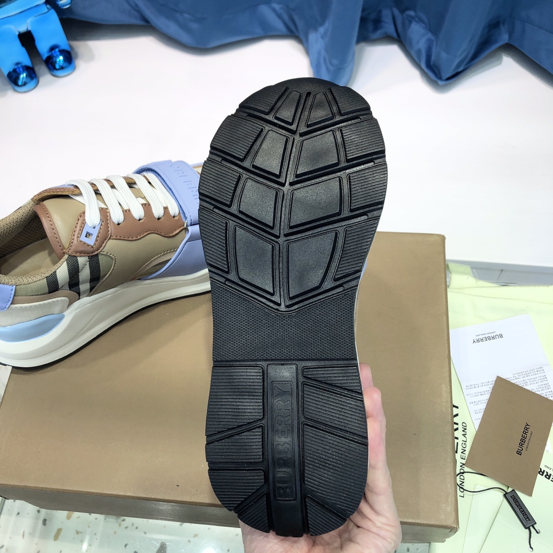 Burberry Check Cotton Canvas And Leather Sneakers - PerfectKickZ