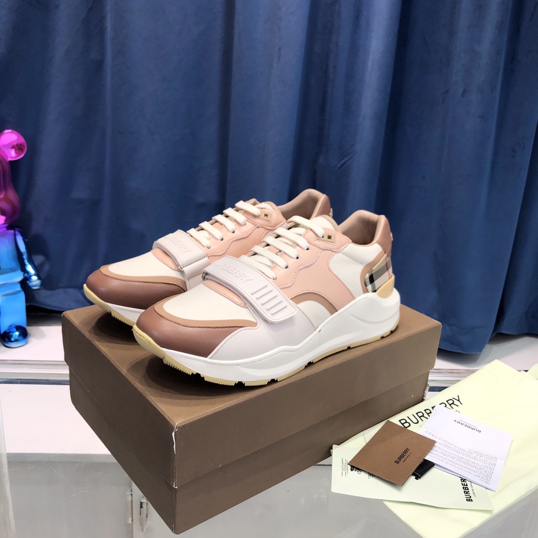 Burberry Check Cotton Canvas And Leather Sneakers - PerfectKickZ