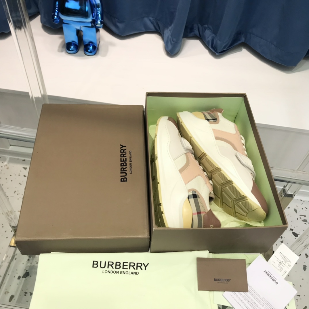 Burberry Check Cotton Canvas And Leather Sneakers - PerfectKickZ