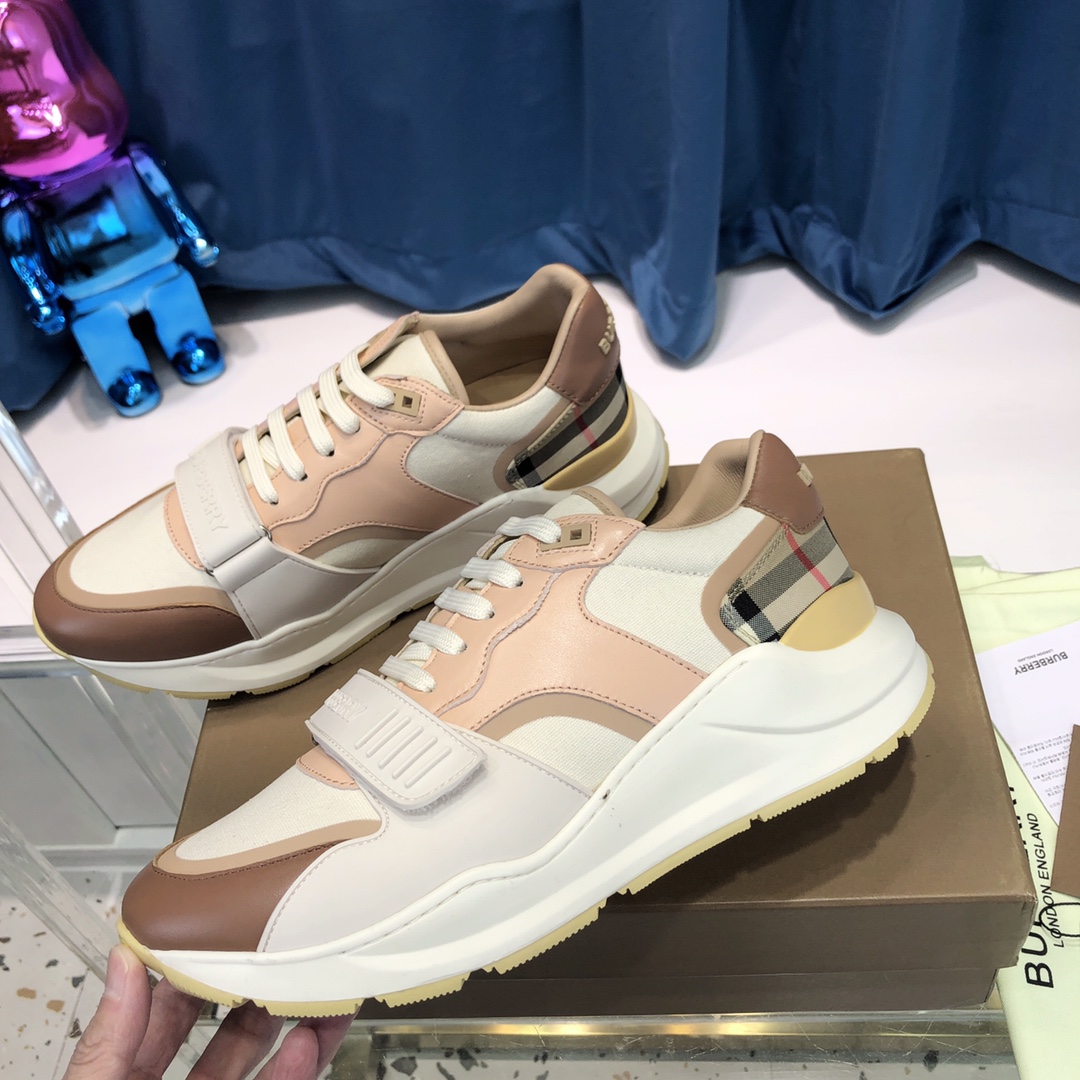 Burberry Check Cotton Canvas And Leather Sneakers - PerfectKickZ