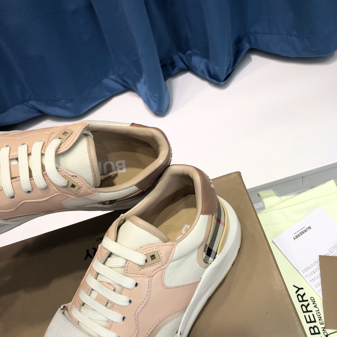 Burberry Check Cotton Canvas And Leather Sneakers - PerfectKickZ