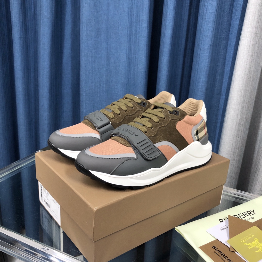 Burberry Check Cotton Canvas And Leather Sneakers - PerfectKickZ