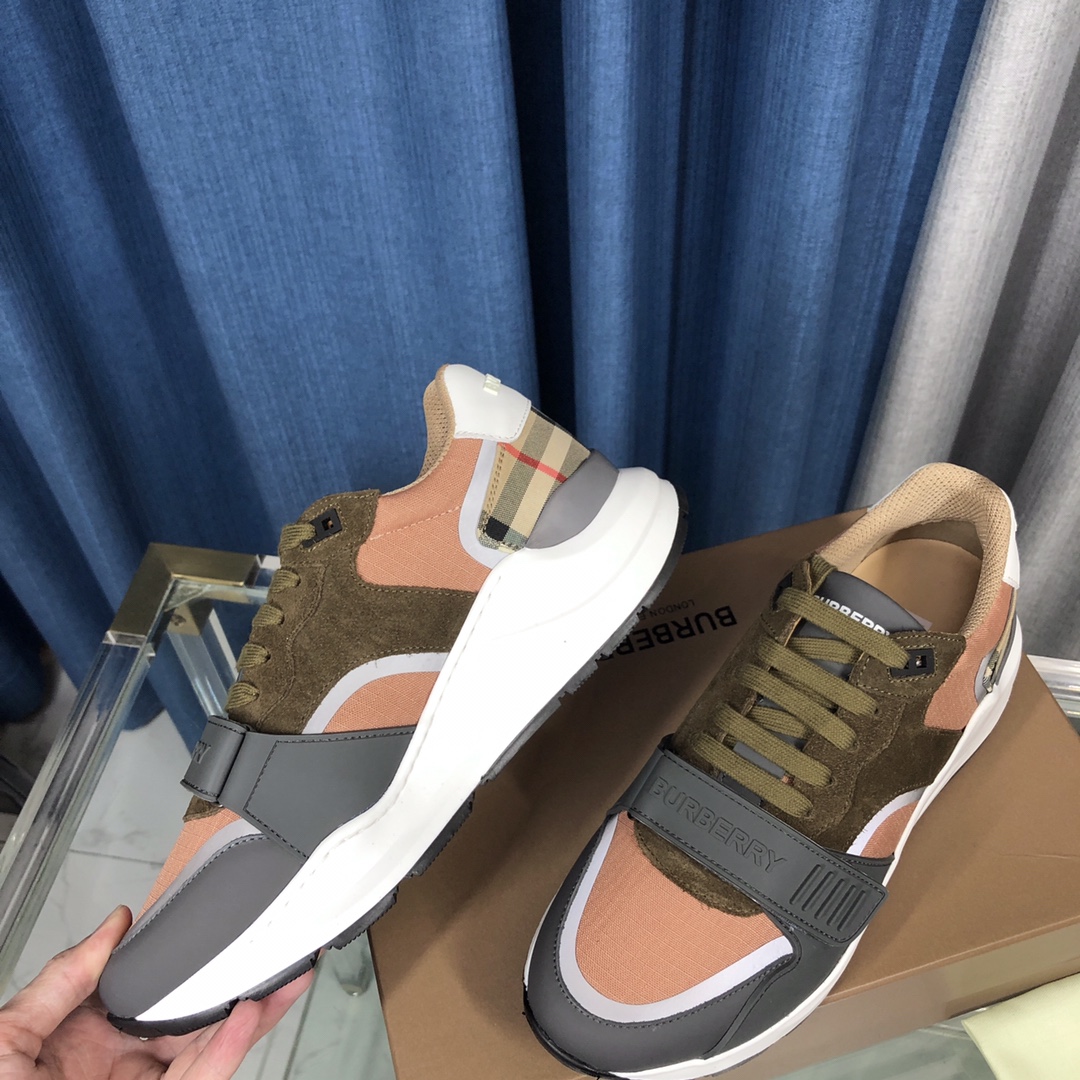 Burberry Check Cotton Canvas And Leather Sneakers - PerfectKickZ