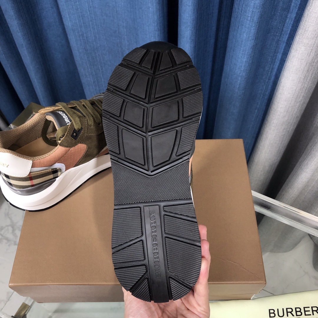 Burberry Check Cotton Canvas And Leather Sneakers - PerfectKickZ