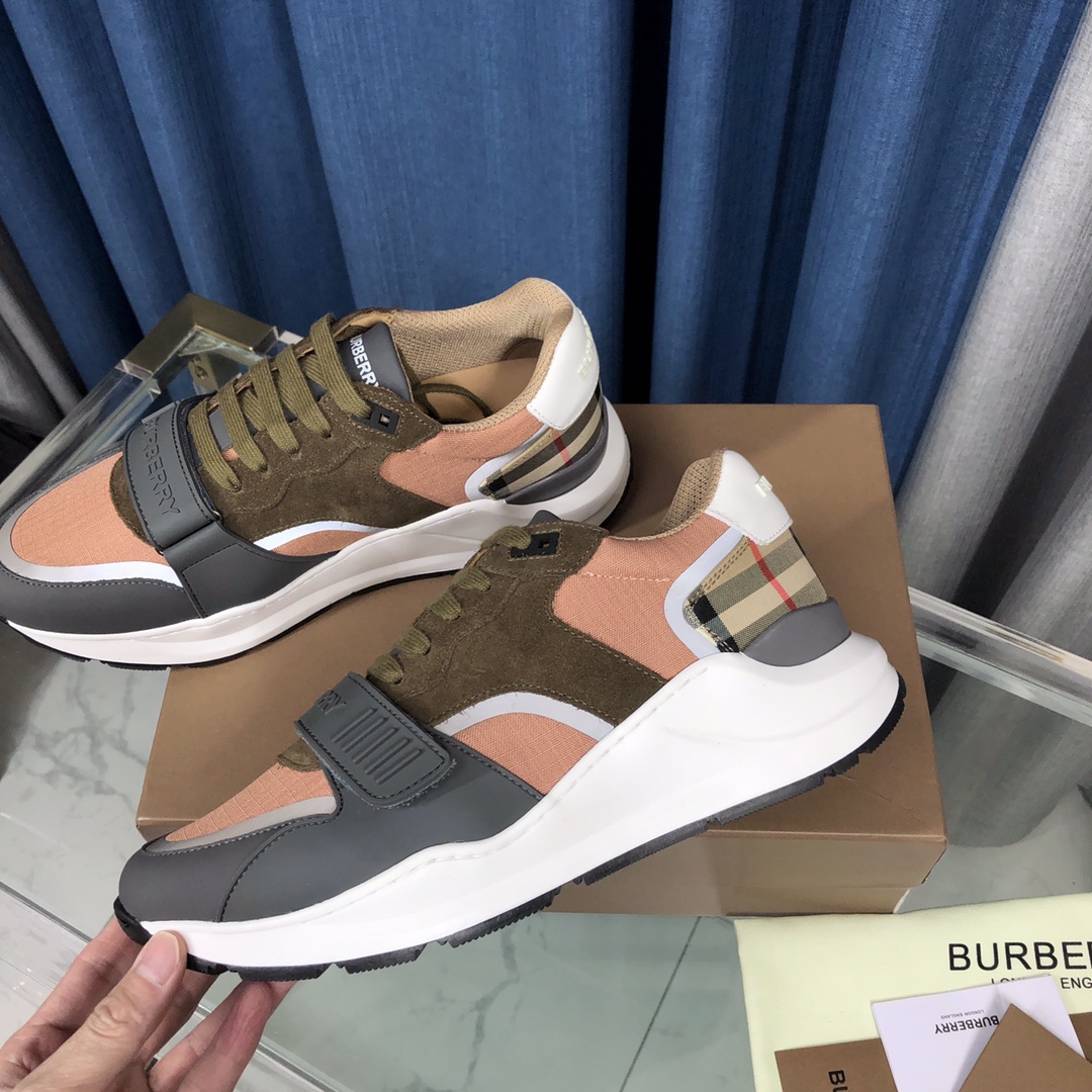 Burberry Check Cotton Canvas And Leather Sneakers - PerfectKickZ