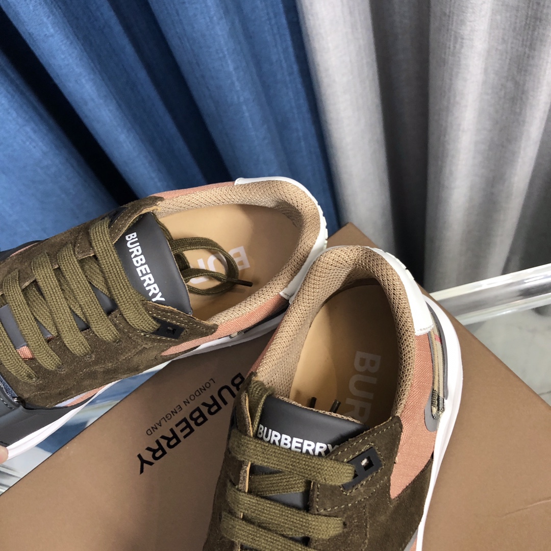Burberry Check Cotton Canvas And Leather Sneakers - PerfectKickZ
