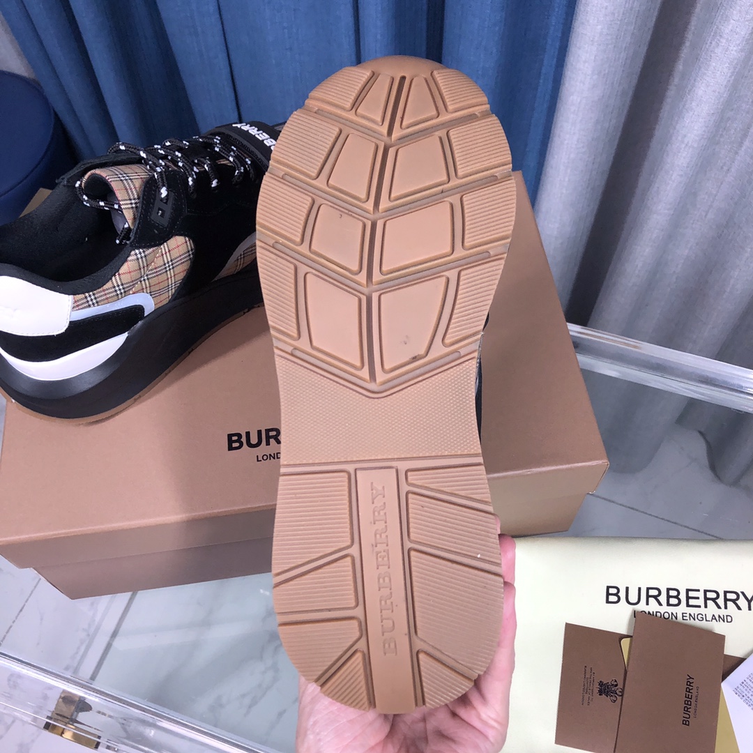 Burberry Check Cotton Canvas And Leather Sneakers - PerfectKickZ