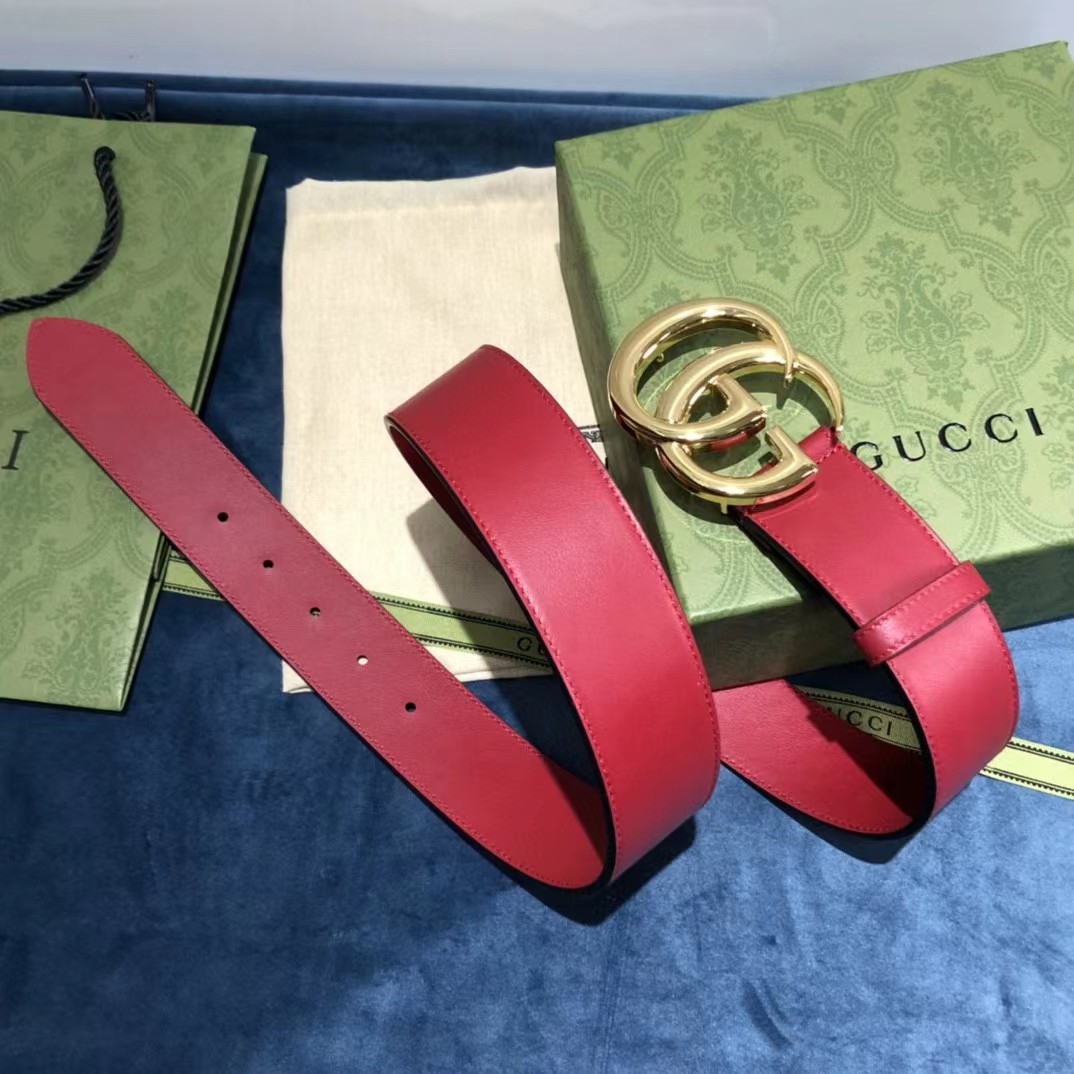 Gucci Red Belt With Double G Buckle - PerfectKickZ