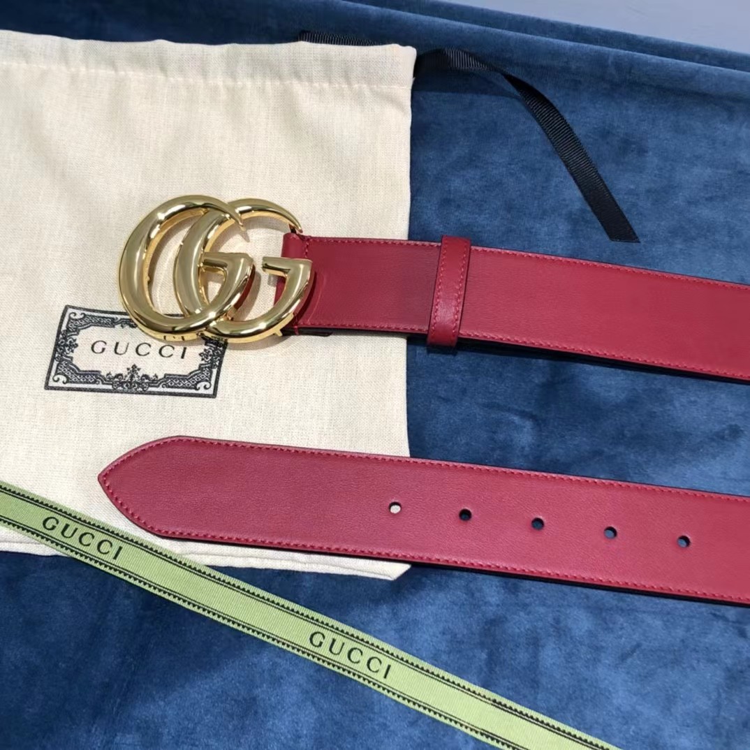 Gucci Red Belt With Double G Buckle - 