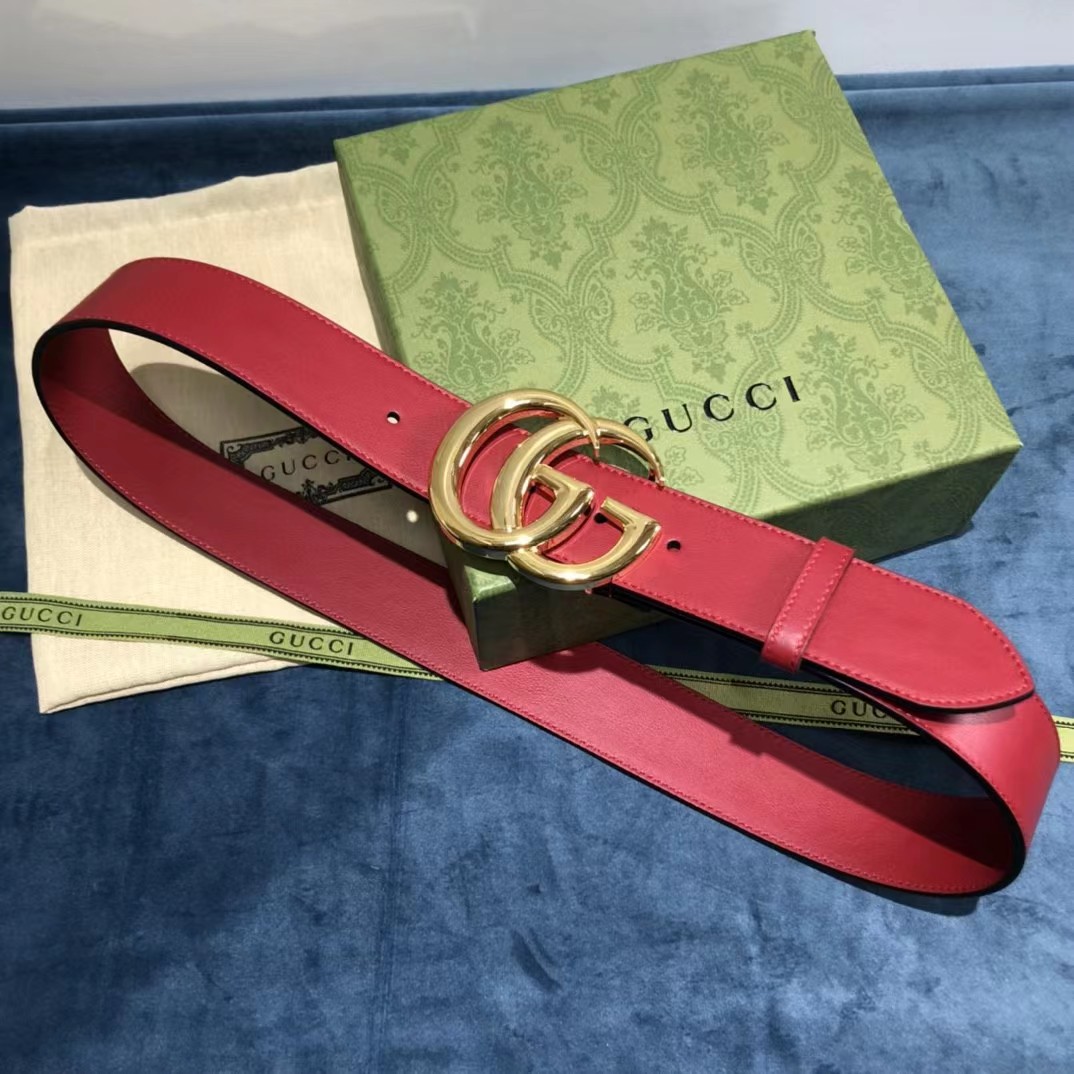 Gucci Red Belt With Double G Buckle - 