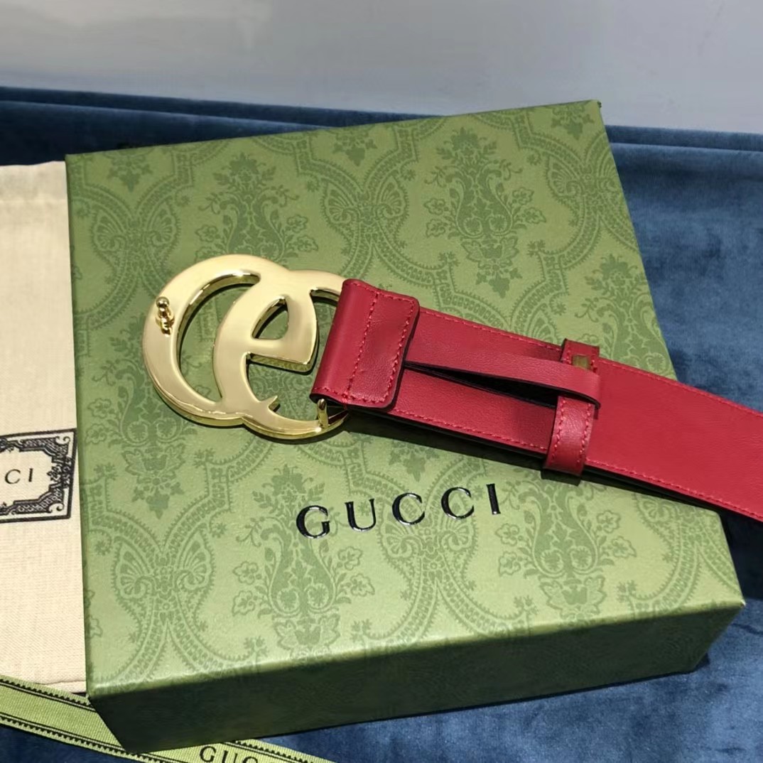 Gucci Red Belt With Double G Buckle - 