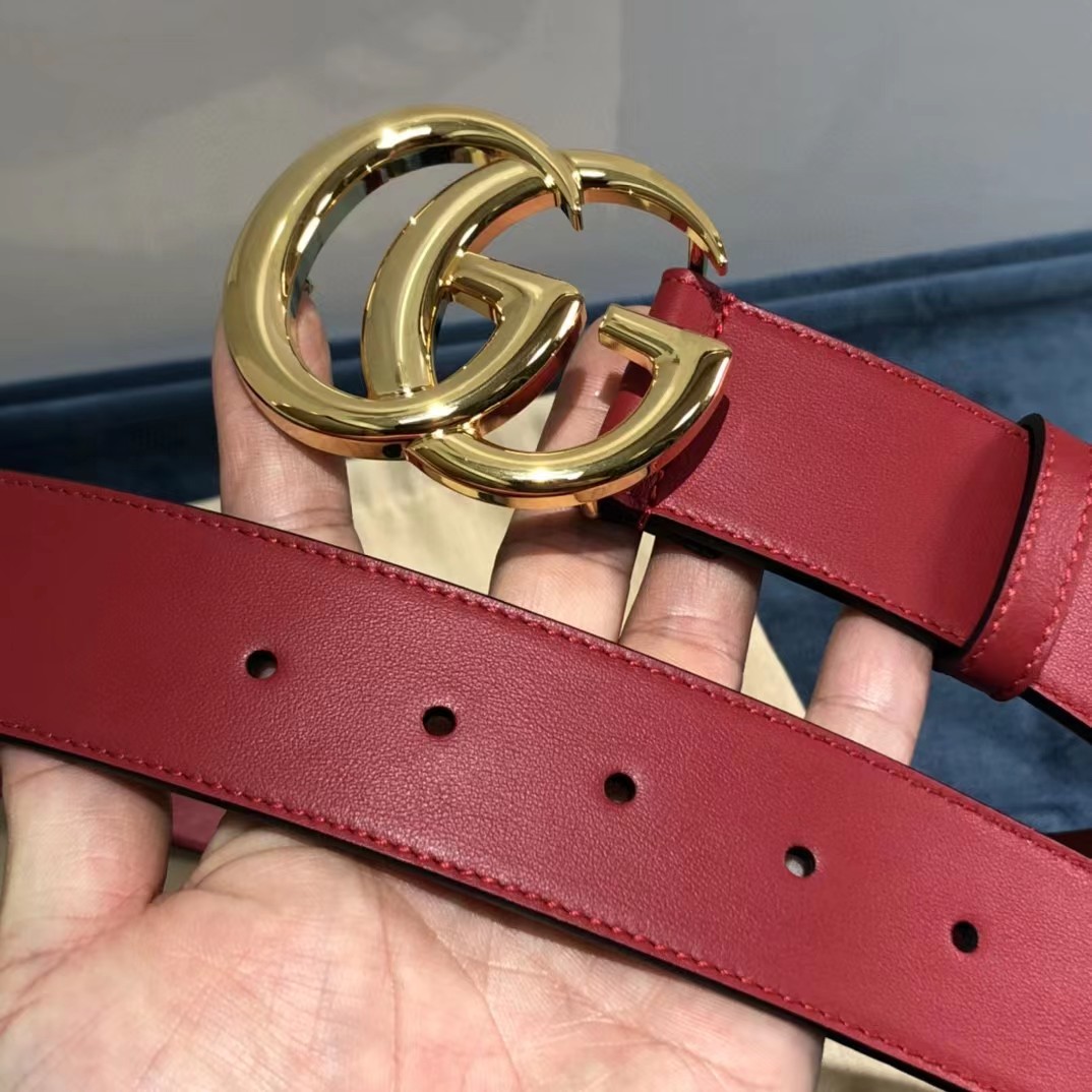 Gucci Red Belt With Double G Buckle - 