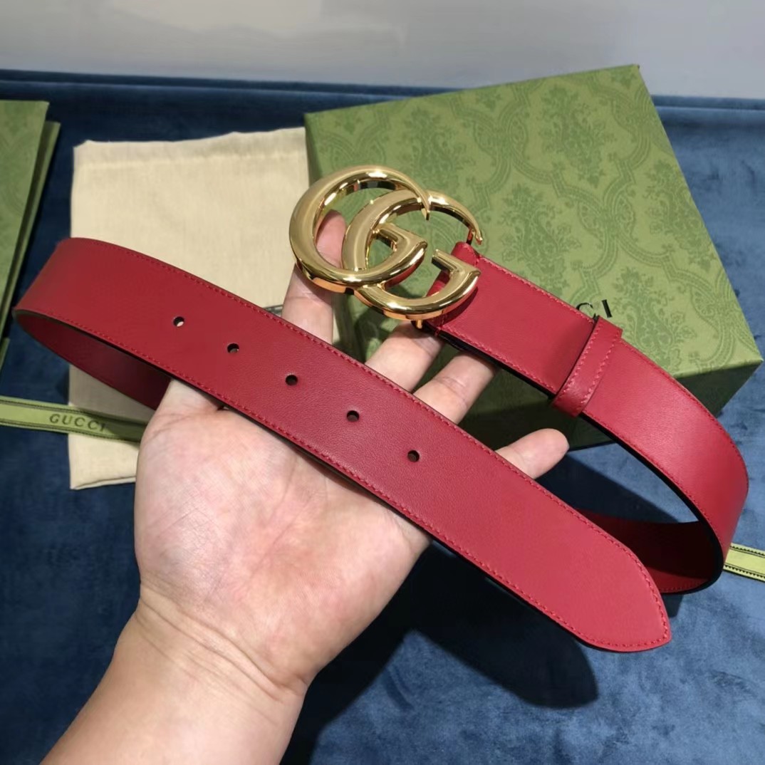 Gucci Red Belt With Double G Buckle - 