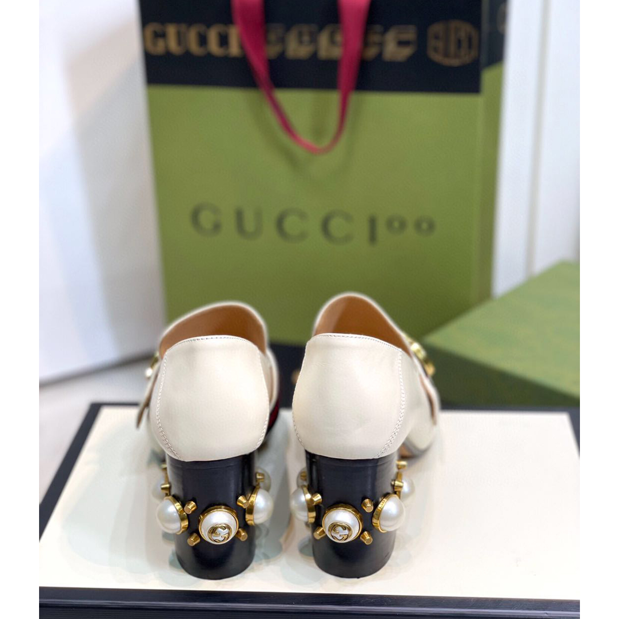 Gucci White Pearl Matchmake Pump - PerfectKickZ