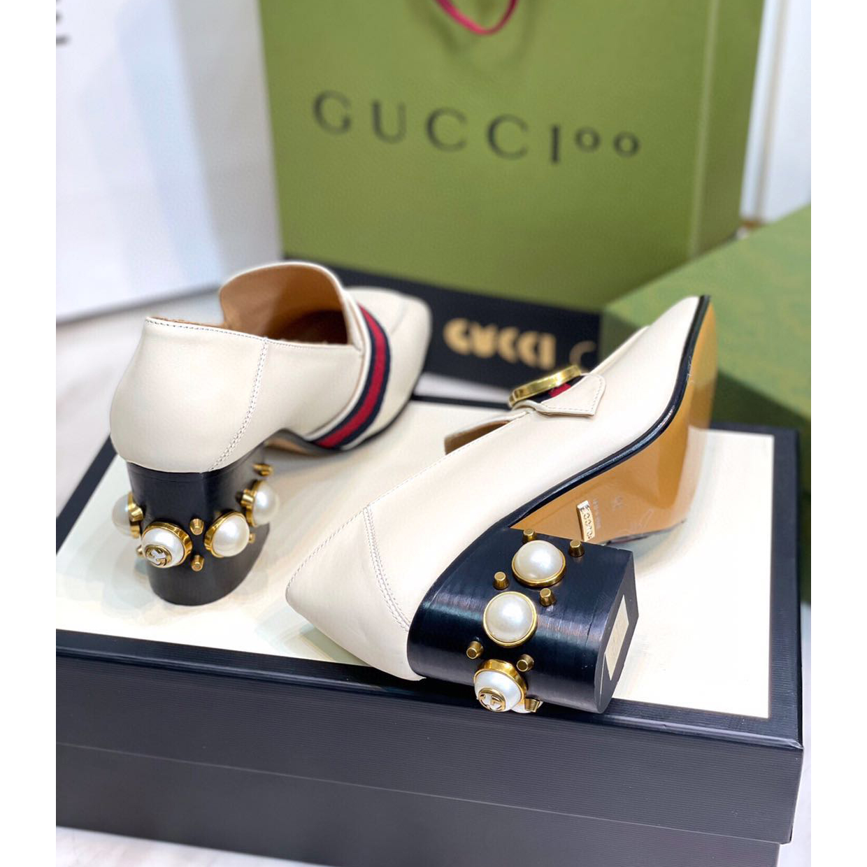 Gucci White Pearl Matchmake Pump - PerfectKickZ