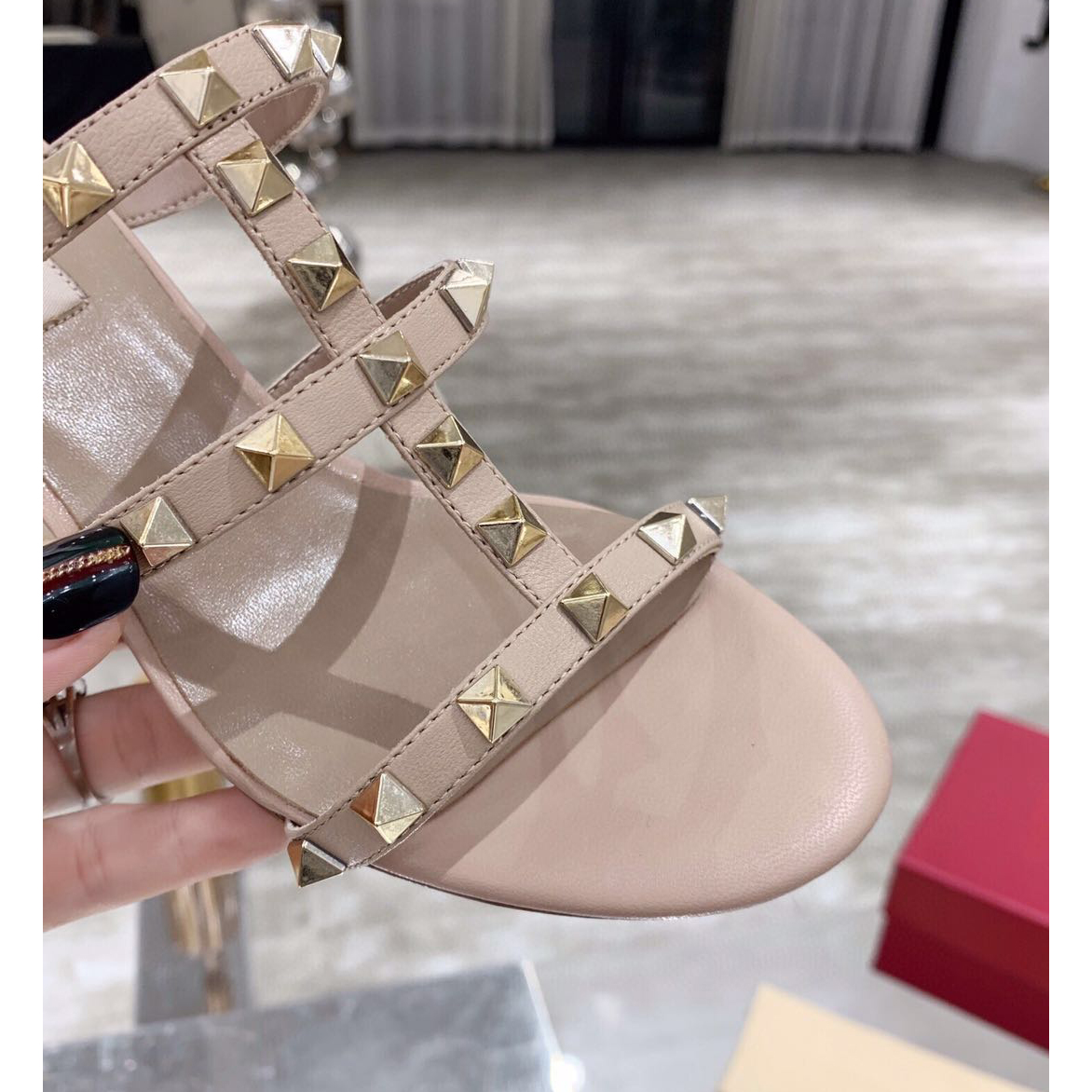 Saint Laurent Rockstud Caged 60mm Slide Sandals - PerfectKickZ