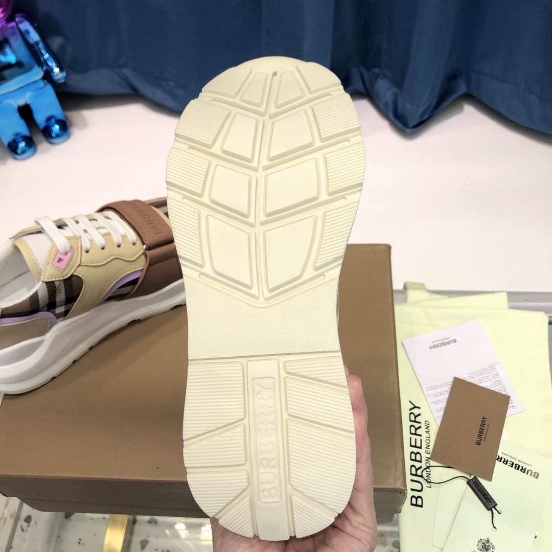 Burberry Check Cotton Canvas And Leather Sneakers - PerfectKickZ
