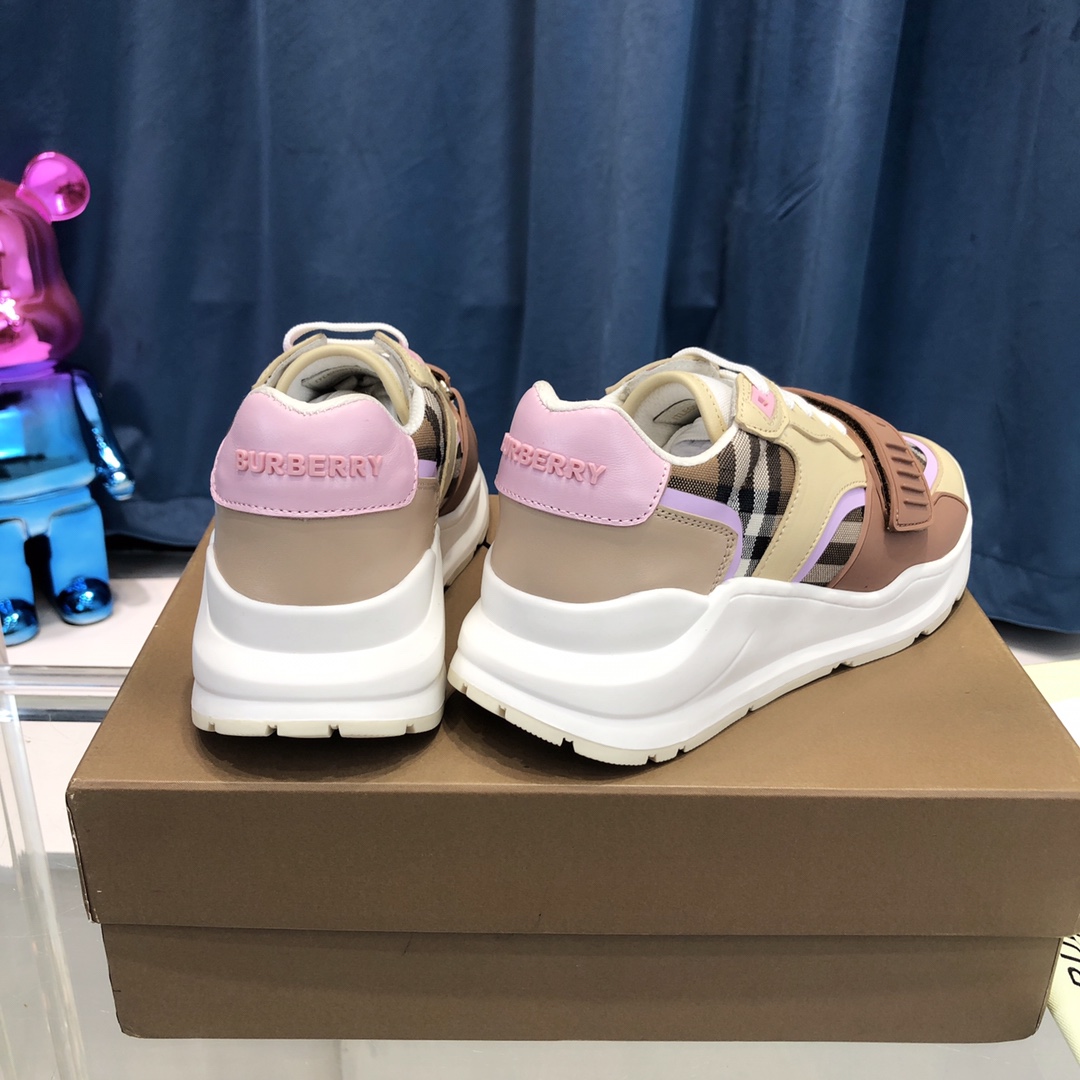 Burberry Check Cotton Canvas And Leather Sneakers - PerfectKickZ