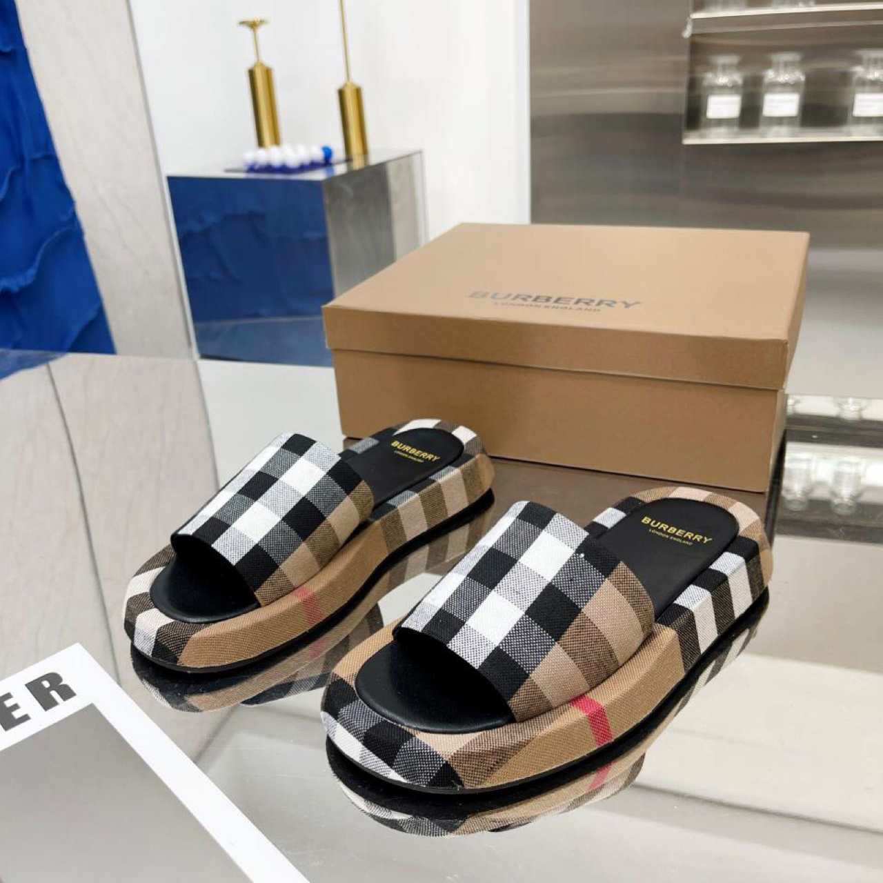 Burberry Check Print Slides - PerfectKickZ