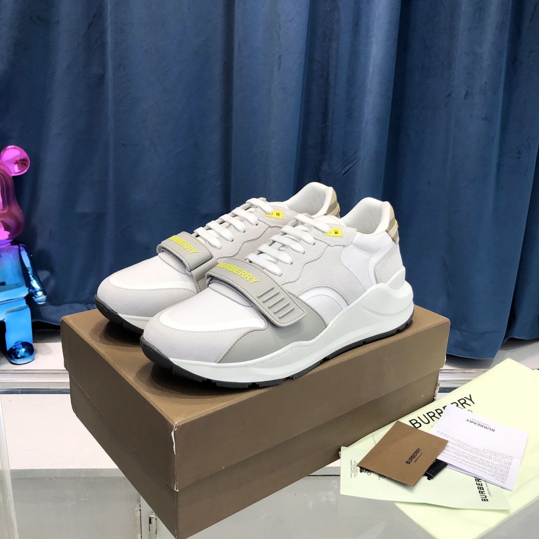 Burberry Check Cotton Canvas And Leather Sneakers - PerfectKickZ