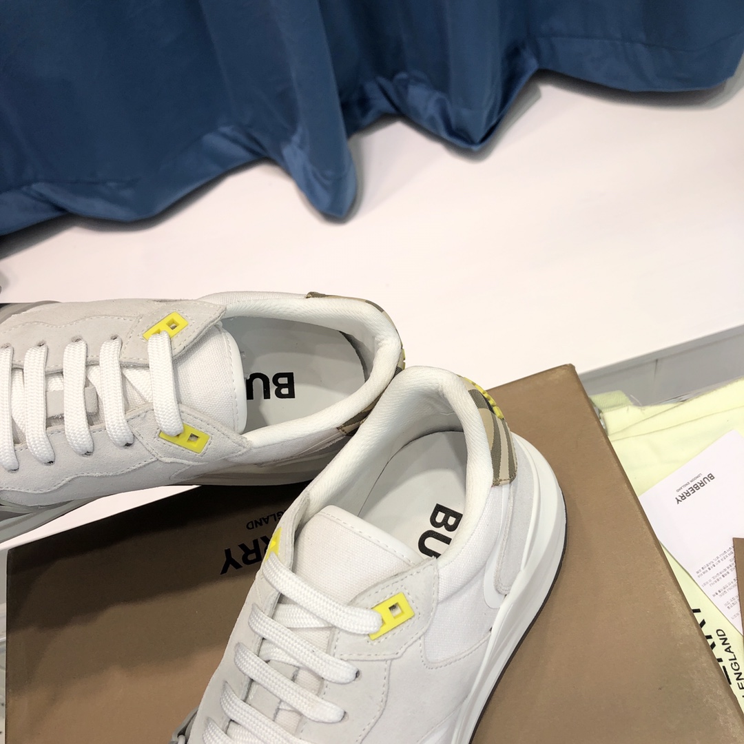 Burberry Check Cotton Canvas And Leather Sneakers - PerfectKickZ