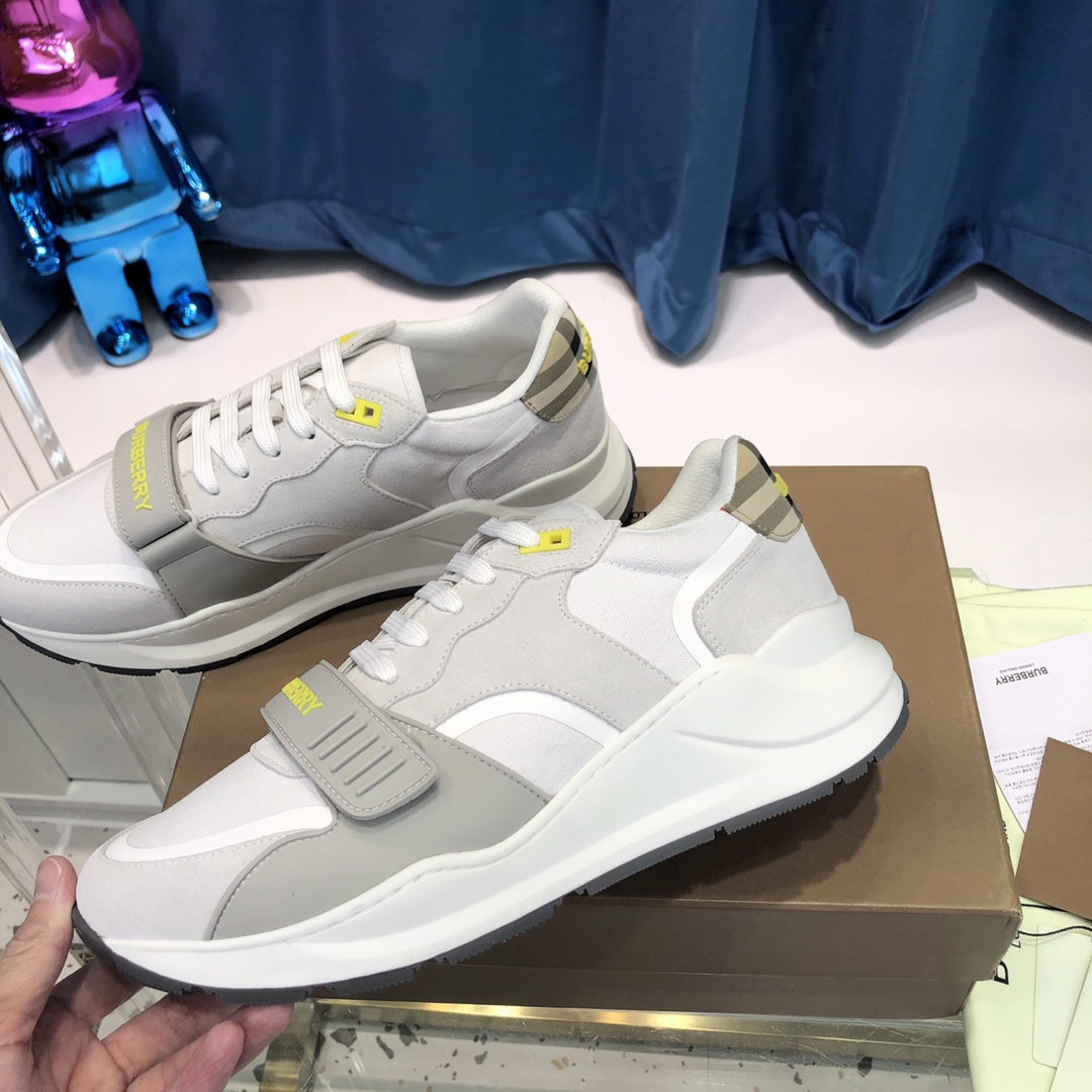 Burberry Check Cotton Canvas And Leather Sneakers - PerfectKickZ