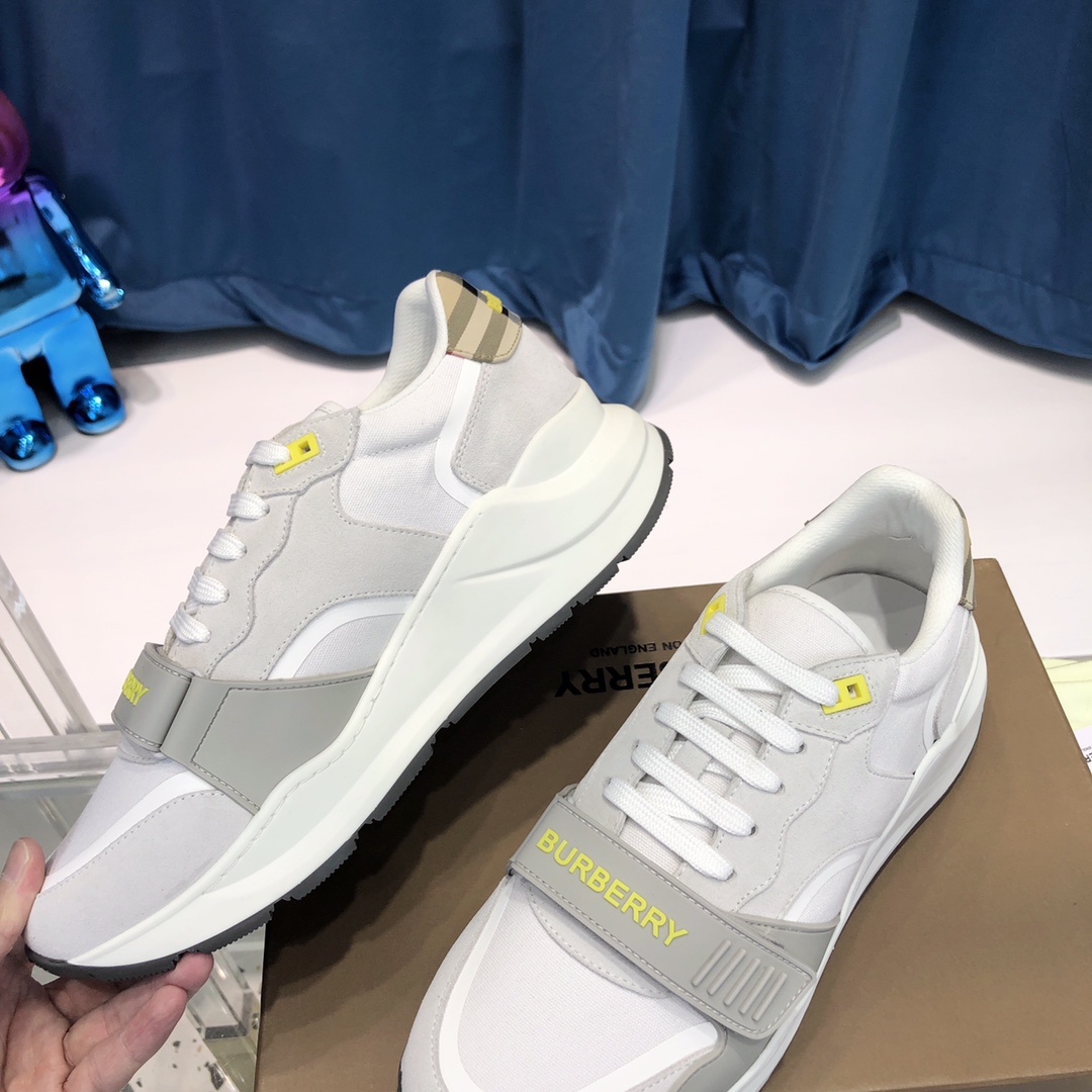 Burberry Check Cotton Canvas And Leather Sneakers - PerfectKickZ