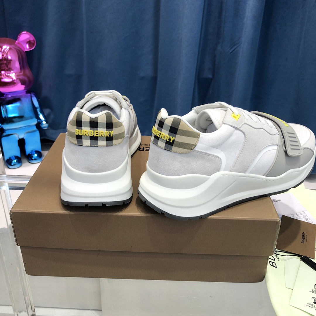 Burberry Check Cotton Canvas And Leather Sneakers - PerfectKickZ