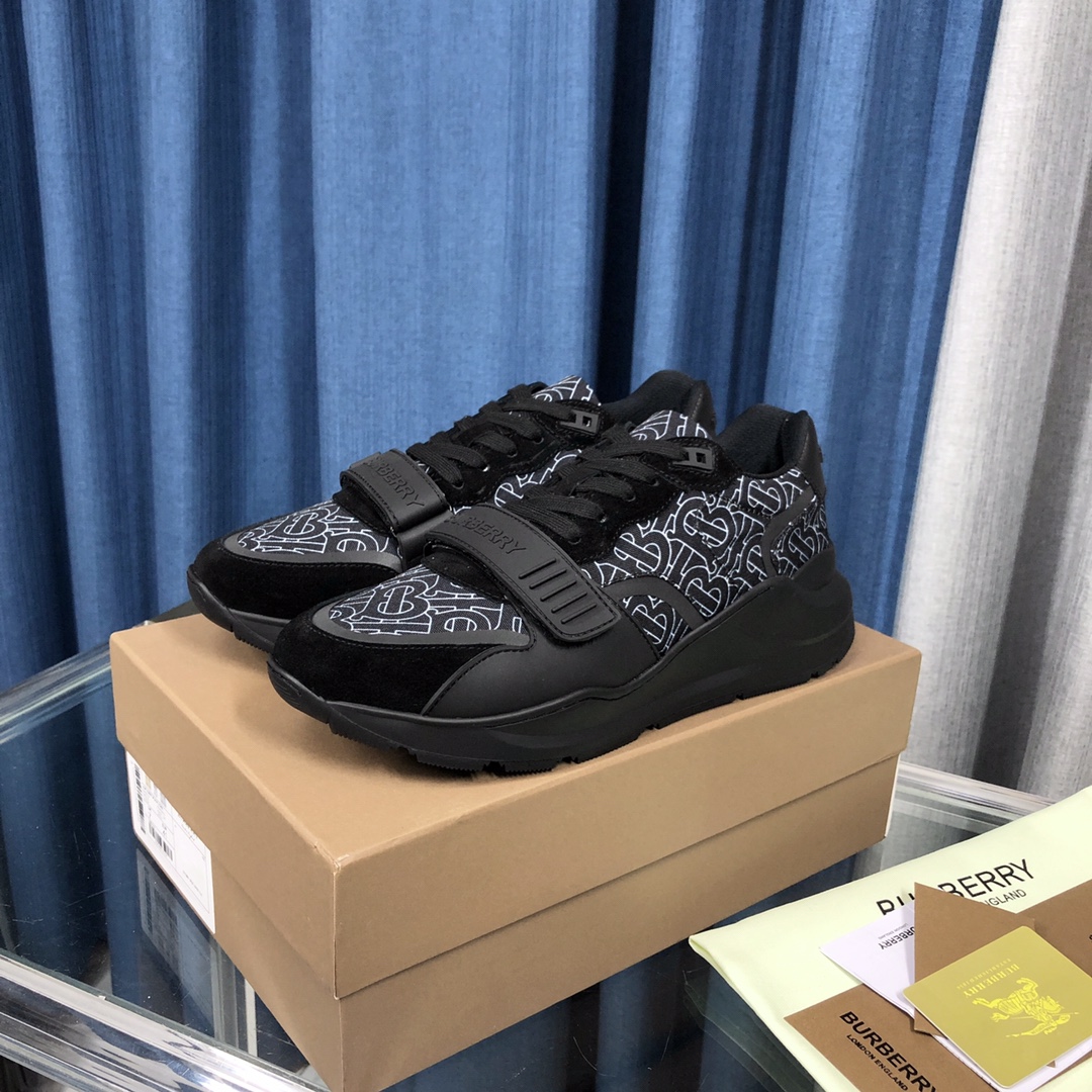 Burberry Check Cotton Canvas And Leather Sneakers - PerfectKickZ