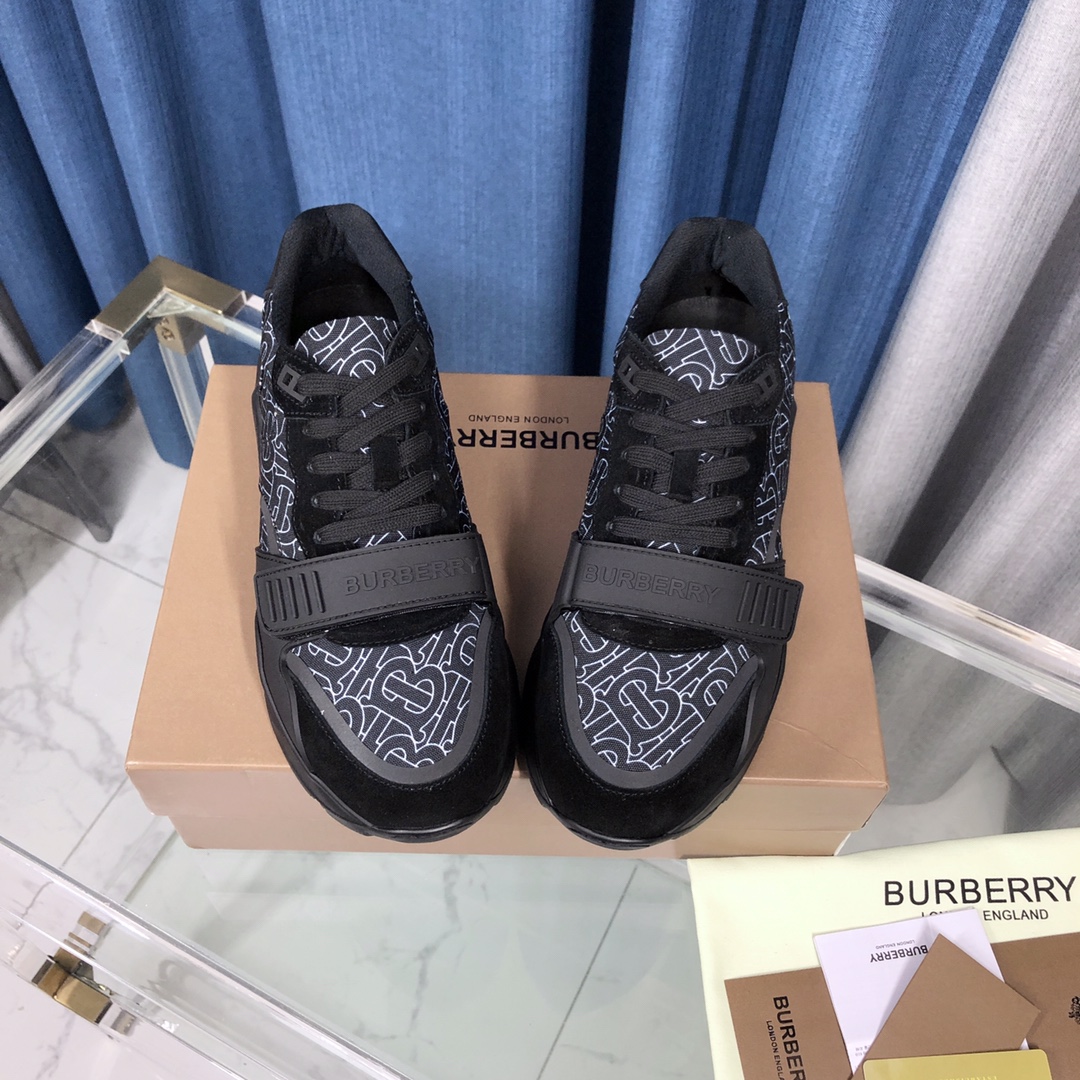Burberry Check Cotton Canvas And Leather Sneakers - PerfectKickZ