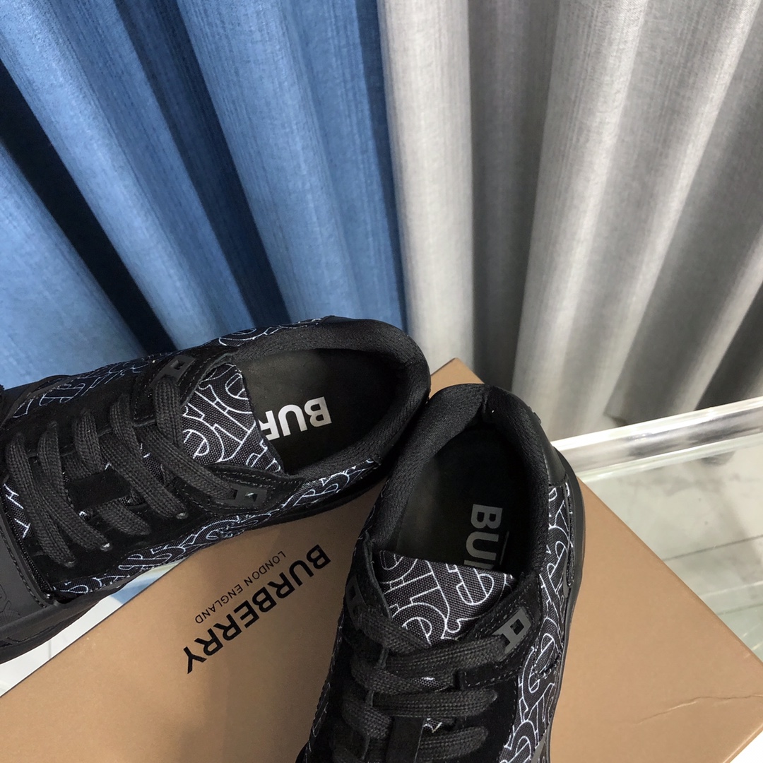 Burberry Check Cotton Canvas And Leather Sneakers - PerfectKickZ