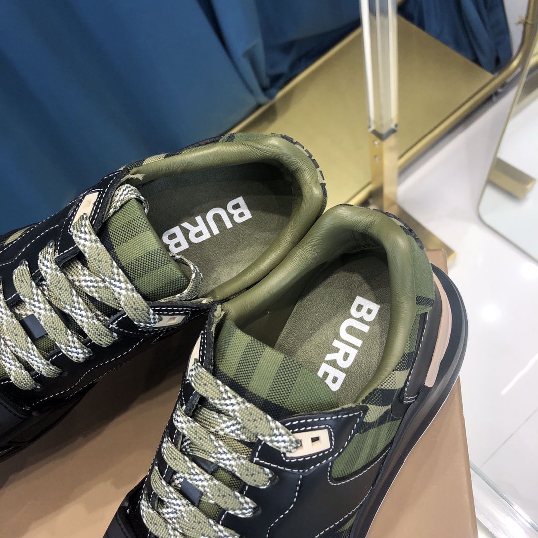 Burberry Check Cotton Canvas And Leather Sneakers - PerfectKickZ