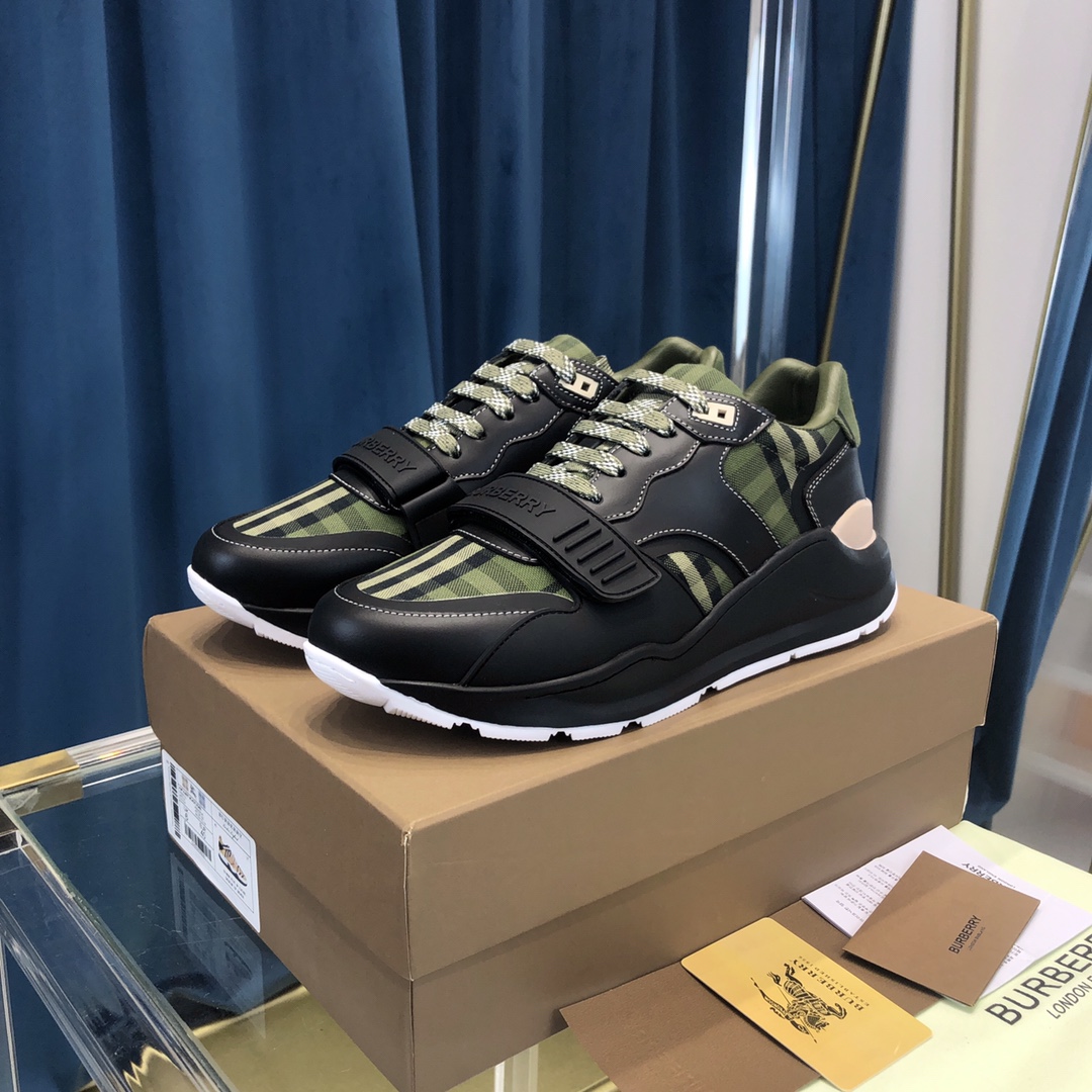 Burberry Check Cotton Canvas And Leather Sneakers - PerfectKickZ