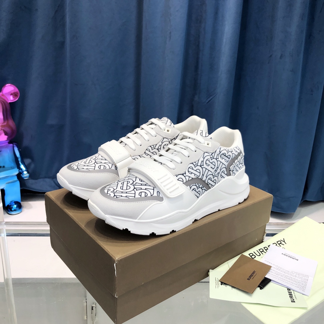 Burberry Check Cotton Canvas And Leather Sneakers - PerfectKickZ