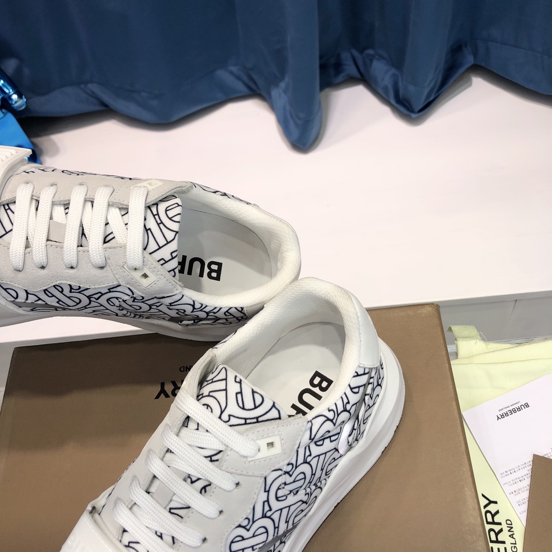 Burberry Check Cotton Canvas And Leather Sneakers - PerfectKickZ